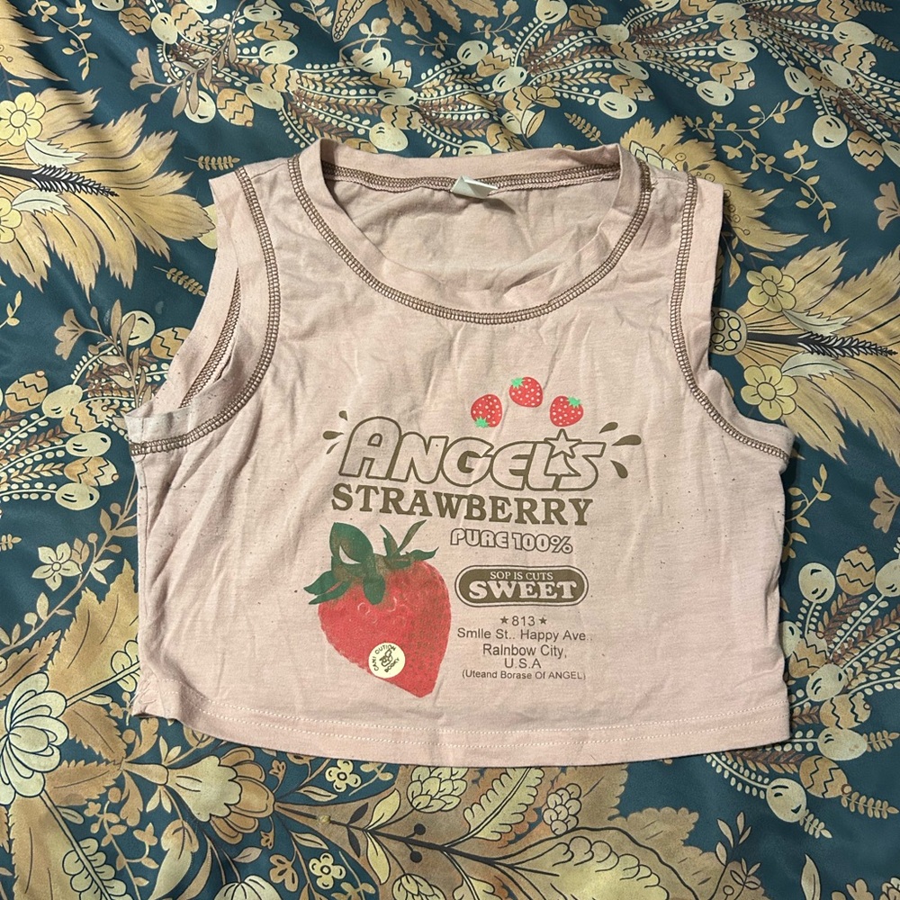 Pink Strawberry Graphic Tank Top